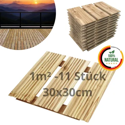 Obrázek produktu pro Floranica dřevěné dlaždice 11 ks /1 m² 30x30 cm neošetřené terasové dlaždice modřínové dřevo balkonové dlaždice stupačky