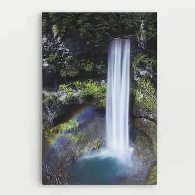 Produktbild von ARTHUB® Leinwandbild 80x120 cm, Pretty Rainbow Waterfall | Wohnzimmerdekoration, Hängende Bilder, Wanddekoration, Heimdekoration, Landschaften, Wasserfälle