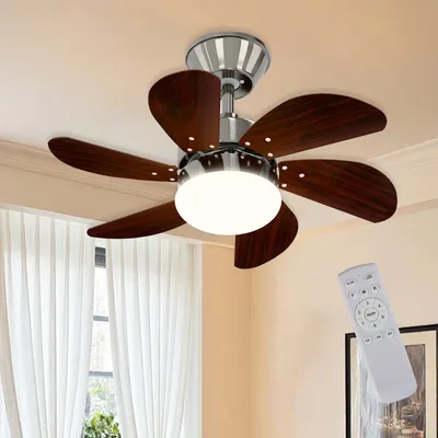 Produktbild von ZMH Stropný ventilátor s osvetlením a diaľkovým ovládaním Tichý - stropné svietidlo Obývacia izba 6 lopatiek Ø75 cm Ventilátor Časovanie stropného svetla Ventilátor