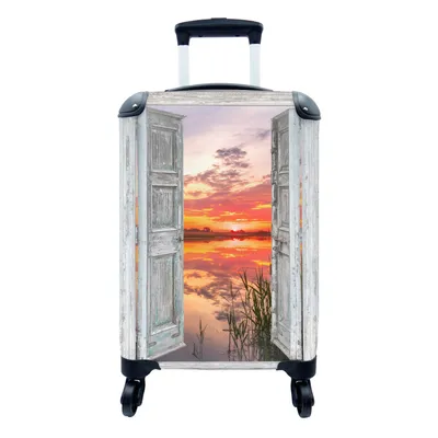 Produktbild von MuchoWow® Koffer Handgepäck Trolley Rollkoffer Kleine Reisekoffer mit 4 Rollen - Landschaft - Sonnenuntergang - Wasser - Aussicht - Cabin Size < 55x40x23 cm & 55x40x20 cm - Fotokoffer - Kabinenkoffer - Boardgepäck - Reise-Box - Reisekoffer - Reisegepäck - Koffer mit Bild - Trolley für Kinder