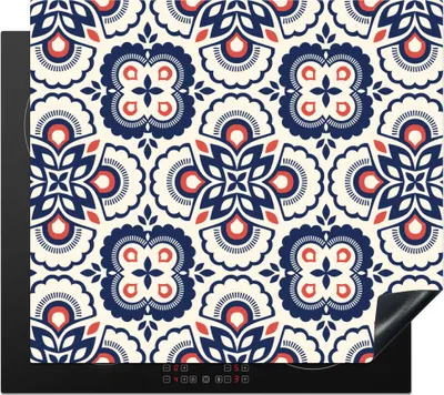 Produktbild von KitchenYeah© Herdabdeckplatte Blumen - Retro - Design , 59x52cm, Küche Deko, Glaskeramikkochfeld Herdabdeckung, Abdeckplatte fùr Kochfeld
