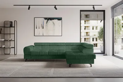 Produktbild von ALTDECOR Ecksofa mit Schlaffunktion und Bettkasten - LUMA-L - 272x203x70 - Grün - Corner Sofa Eckcouch Couch L-Form, links/rechts angeordnet, Schlafcouch Ausziehbar Wohnlandschaft