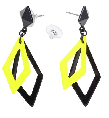 Produktbild von Gelb Schwarz Neon Diamant Ohrringe 80er Disco