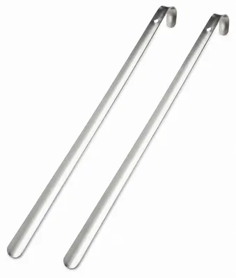 Image de 2 x Bayli 80cm chausse-pied en acier inoxydable | Chausse-pied extra-long | Chausse-pied en métal | Modèle solide | Chausse-pied en métal avec trous de suspension
