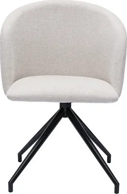 Produktbild von Miliboo - Design-Drehstuhl 360° aus beigem strukturiertem Samteffektstoff und schwarzem Metall VANITY