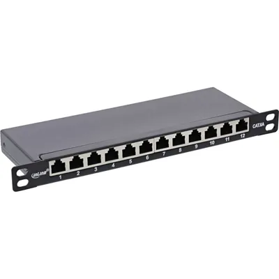 Produktbild von InLine Patchfeld Cat.6A 12-fach 10" 0,5HE schwarz, RAL9005, Cat6a, Schwarz, 0.5U, 950 mm, 270 mm, 20 mm