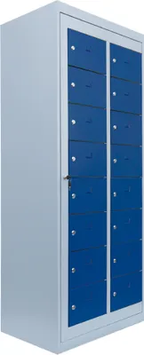 Produktbild von LÜLLMANN Schließfachschrank enzianblau, lichtgrau 526281, 16 Schließfächer 74,0 x 50,0 x 180,0 cm
