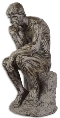 Image de Casa Padrino Polyresin Sculpture décorative du penseur Gris 18 x 22,2 x H. 39,9 cm - Figurine décorative