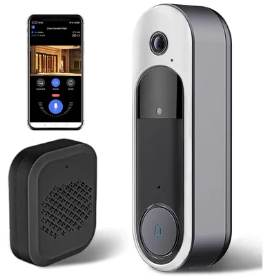 Produktbild von Kabellose HD-Video-Türklingelkamera, Türklingelanlagen, Zwei-Wege-Audio, sichere Türklingel mit Nachtsicht, Cloud-Speicher, nur 2,4-GHz-WLAN