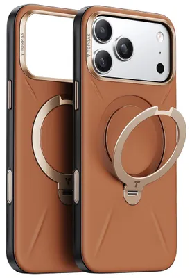 Zdjęcie produktu dla Torras – QPRO Leather Series skórzane etui na iPhone 17 Pro – brązowe