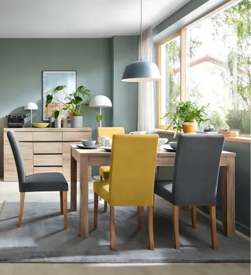 Produktbild von Esszimmer Set Sideboard und Esstisch ausziehbar 140-180 cm SANFORD-129 in Eiche hell Nb.