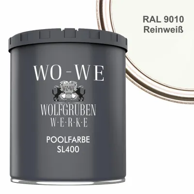 Produktbild von Schwimmbadfarbe Poolfarbe Schwimmbeckenfarbe SL400 Reinweiss ähnl. RAL 9010 - 750ml