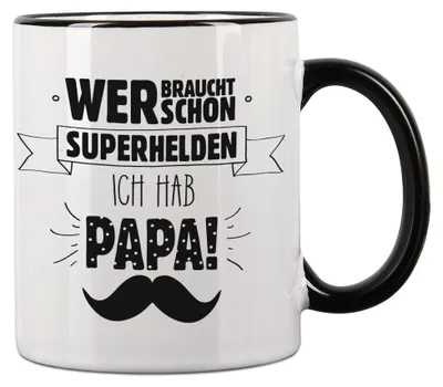 Produktbild von Papa Tasse „Superheld“ – Lustige Tasse Vatertag Geschenk, 300 ml Keramik