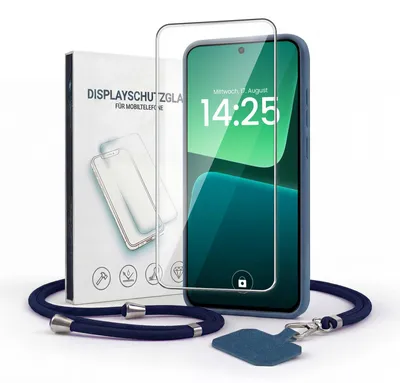 Produktbild von Handyhülle für Xiaomi 13 5G mit Handykette und 9H Displayglas Displayschutz Band Kordel Hülle Case Schutzhülle Blau