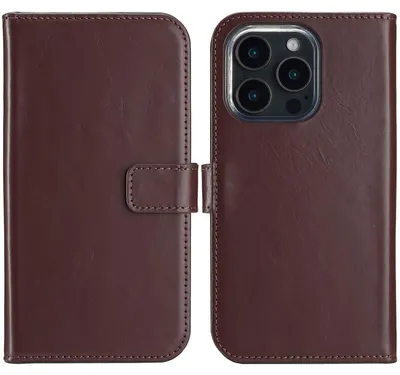 Imagen del producto de Funda de Cuero Auténtico tipo Libro para Apple iPhone 16 Pro Max - Marrón