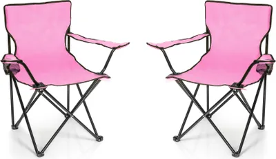 Produktbild von BigDean 2x Faltstuhl PINK Campingstuhl Anglerstuhl mit Getränkehalter & Tragetasche