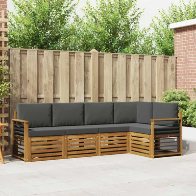 Produktbild von "Neues Produkt" Sofagarnituren - CLORIS - Terrassen-Sofa - 5 pcs - Natur und Anthrazit Massivholz Akazie - Modern Gartensofas V1936