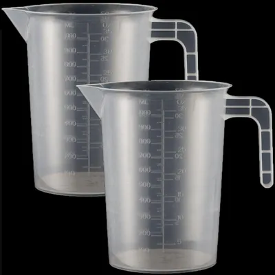 Productafbeelding van Metsbeker set, 2 stuks, 1000 ml, met grammenschaal, hittebestendig, transparant