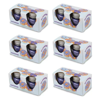 Produktbild von Duftkerze "Donut Blaubeere" im Glas mit Deckel, 12er Pack mit je ca. 7 Std. Brenndauer, Ø6cm, Raumduft als Geschenk - Kerze als Dekoration