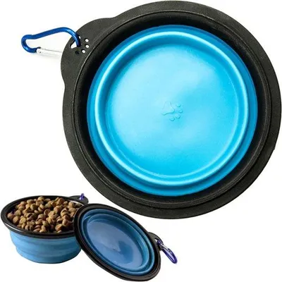 Obrázek produktu pro Přenosný pelíšek pro psy – cestovní pelíšek – krmení na zahradě – vložka – 14 cm x 14 cm – modrý