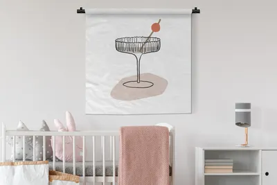 Produktbild von MuchoWow® Wandteppich Wandbehang Sommer - Glas - Strohhalm 90x90 cm Tapisserie Dekoration Wandtuch - Wandaufhänger