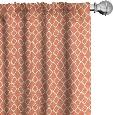 Produktbild von ABAKUHAUS Geometrisch Vorhänge, Gardinen, Diagonales kariertes Muster mit Quadraten auf orange Hintergrund-modernem geometrischem, 2 Stück 75 x 245 cm, Orange Weiss