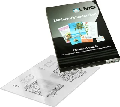 Produktbild von LMG LMGA4-100 Laminierfolien glänzend 216x303-A4 100mic 100S