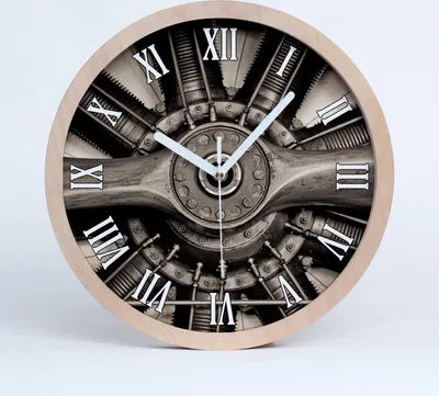Produktbild von Holzuhr 20fi cm wanduhr - weiße Spitzen - Flugzeugmotor
