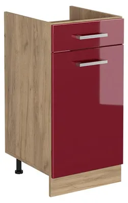 Obrázok produktu pre Kuchynská spodná skrinka Vicco R-Line Červený vysoký lesk/Dub Goldkraft 40 cm bez pracovnej dosky, Model 61151