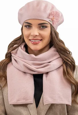 Obrázok produktu pre Vivisence dámska baretka elegantná zimná čiapka a šál teplá pokrývka hlavy a nákrčník na zimu a jeseň teplá hrubá, zimná sada pre ženy, vyrobená v EÚ, ružová, jedna veľkosť pre všetkých