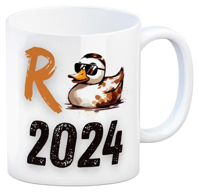 Produktbild von Ente mit Sonnenbrille Kaffeebecher mit Spruch Rente 2024