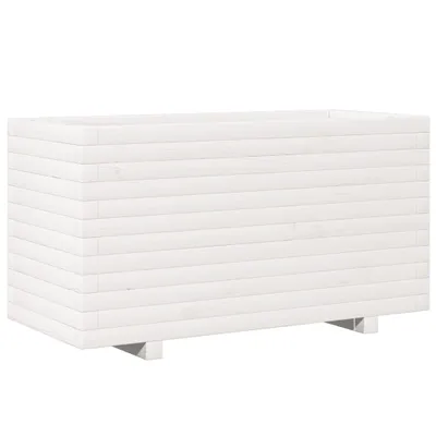 Image de vidaXL Bac à plantes blanc 90x40x49,5 cm pin massif
