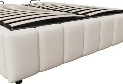 Immagine prodotto di Letto imbottito okwish 140x200 cm, letto per ragazzi, letto matrimoniale con sollevamento idraulico, senza testiera, con materasso, beige