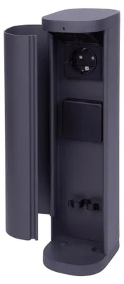 Produktbild von Novatool 1x Steckdosenturm 2-fach außen Anthrazit rund mit Blende IP44 Steckdose Aussen Gartensteckdose Outdoor Steckdosesäule Garten Steckdosenturm (Elektro)
