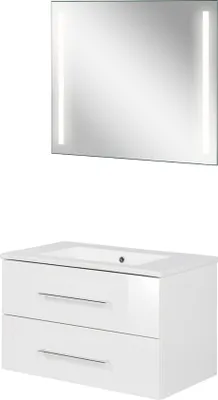 Produktbild von Fackelmann B.perfekt Badmöbel Set 3-teilig, 80 cm, Weiß, LED-Spiegel