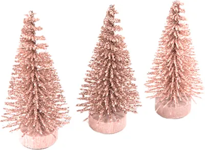 Produktbild von Glitzerndes Mini-Weihnachtsbaum Set 3 Stück roségold 5,5 x 2,5 cm -