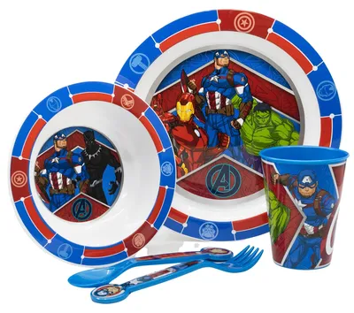 Kinderservies-Set Avengers, 5-teilig, mikrowellengeeignet, Kunststoff
