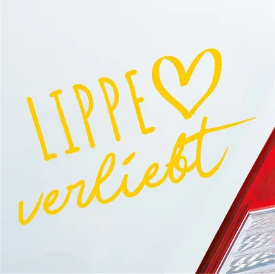 Produktbild von Auto Aufkleber Lippe verliebt Herz Fluss Wasser Water Liebe Car 19x10 cm Gelb Sticker Heckscheibenaufkleber