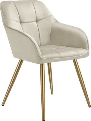Image de Chaise MARILYN aspect velours capitonné - crème/or, par pièce