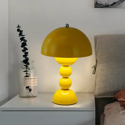 Produktbild von 60Home Schreibtischlampe mit Ladefunktion Nachtlicht Nachttischlampe Restaurant Gelb
