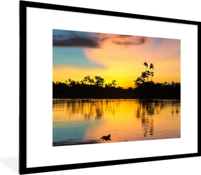 Produktbild von MuchoWow® Gerahmtes Poster Wasser - Natur - Sommer - Himmel 80x60 cm - Poster mit Schwarzem Bilderrahmen Wandposter Rahmen Foto Bilder - Schlafzimmer-Dekorationen - Fotoposter