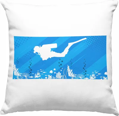 Produktbild von Trendation - Taucher Grafik Deko-Kissen mit Füllung 40x40 Geschenk für Tauchlehrer Geschenkidee Lustig Tauchen Tauchsport Blau (Rosa)