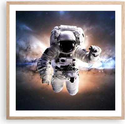 Produktbild von Gerahmtes Poster - Rahmen in heller Eiche - Astronaut Erde Raum - 60x60 cm - Wand Bild - Wanddeko - Wandbilder - Wandposter - Bilderrahmen - Bilder - Kunstdruck - Wandbild - P2NAC60x60-2848