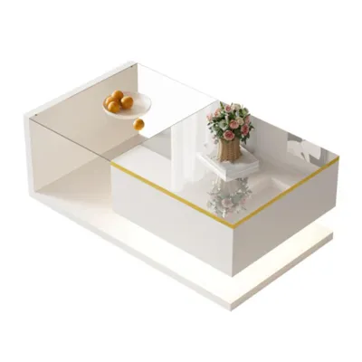 Produktbild von Couchtisch, Hochglanz, Beistelltische,Sofatisch Couchtische mit Glas, Wohnzimmertisch