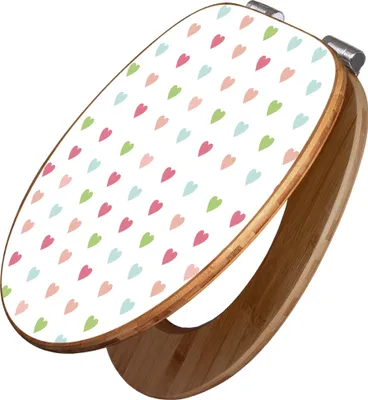 Produktbild von banjado Design WC Sitz Bambus Absenkautomatik -Herzen Auf Weiß - Toilettendeckel mit Absenkautomatik Holz/hochwertiger Bambus Klodeckel/WC-Sitz für alle gängigen Toiletten [TDB2 11246]