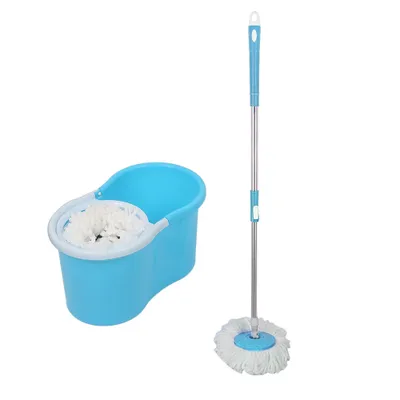 Produktbild von Wischmop-Set mit Wischmopp und Eimer 2 Moppkopf Handdruck Blau