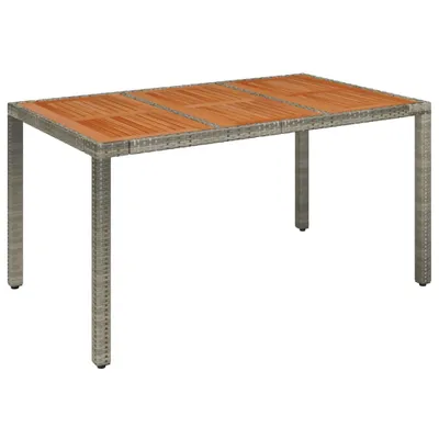 Immagine prodotto di vidaXL Tavolo da giardino con piano in legno grigio 150x90x75 cm in poly rattan