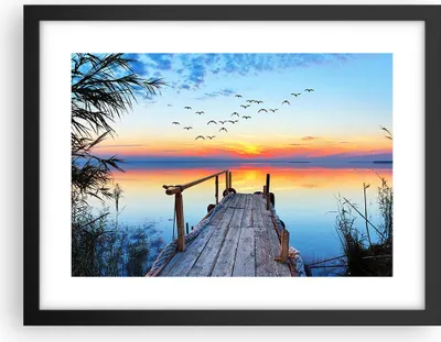 Produktbild von Gerahmtes Poster - Schwarzer Rahmen - Brücke See - 40x30 cm - Wand Bild - Wanddeko - Wandbilder - Kunstposter - Wandposter - Bilderrahmen - Bilder - Kunstdruck - Wandbild - P2BAA40x30-3818
