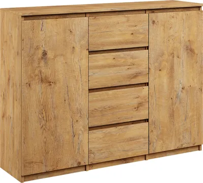 Produktbild von Kommode mit 4 Schubladen 2 Schränke 140cm Klamotenschrank Sideboard artisan