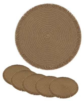 Produktbild von Platzset Boho Rund, Tischset Platzmatte Bast Esstisch, Geflochtene Dekorationsunterlage Tischdeko Seegras, 36cm Braun